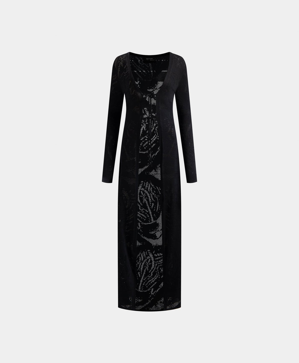 DP - Black Braided Long Cardigan - Packshot - Front