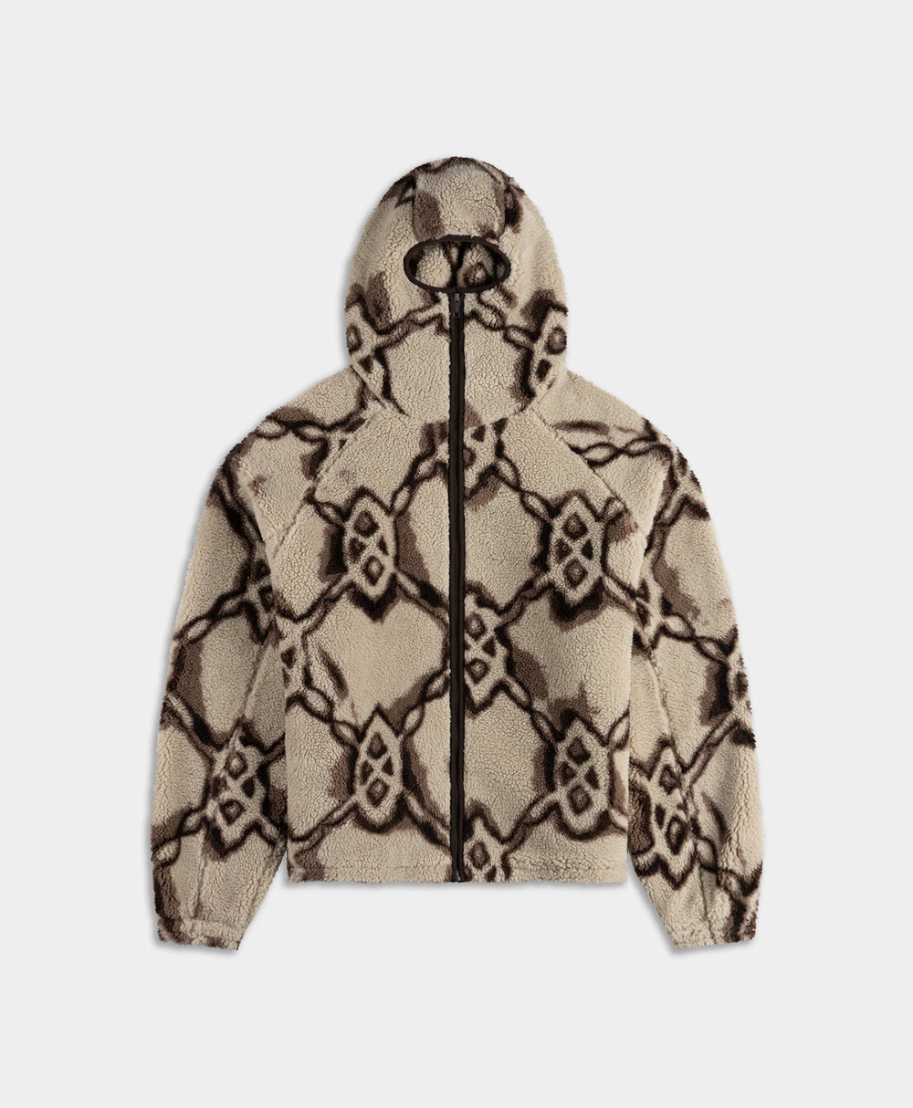 DP - Off White Burned Shield Sherpa Hoodie - Packshot - front