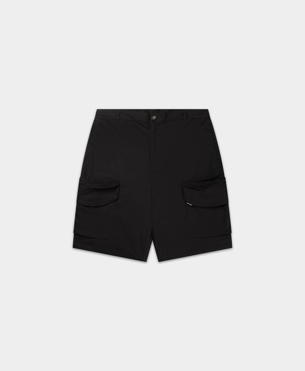DP - Oyster Black Cotton Cargo Shorts - Packshot - front