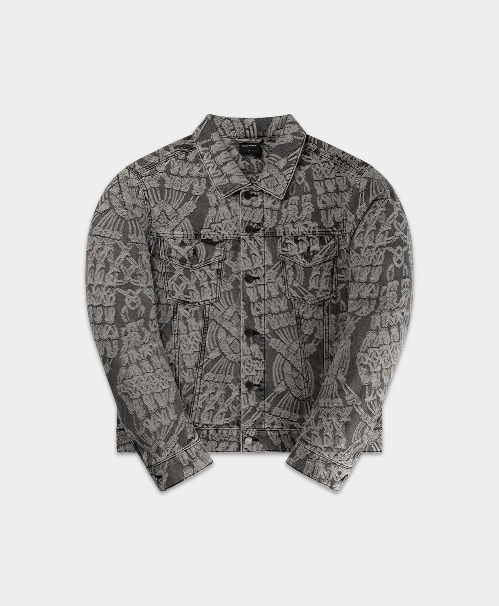 DP - Grey Denim Macrame Jacket - Packshot - Front