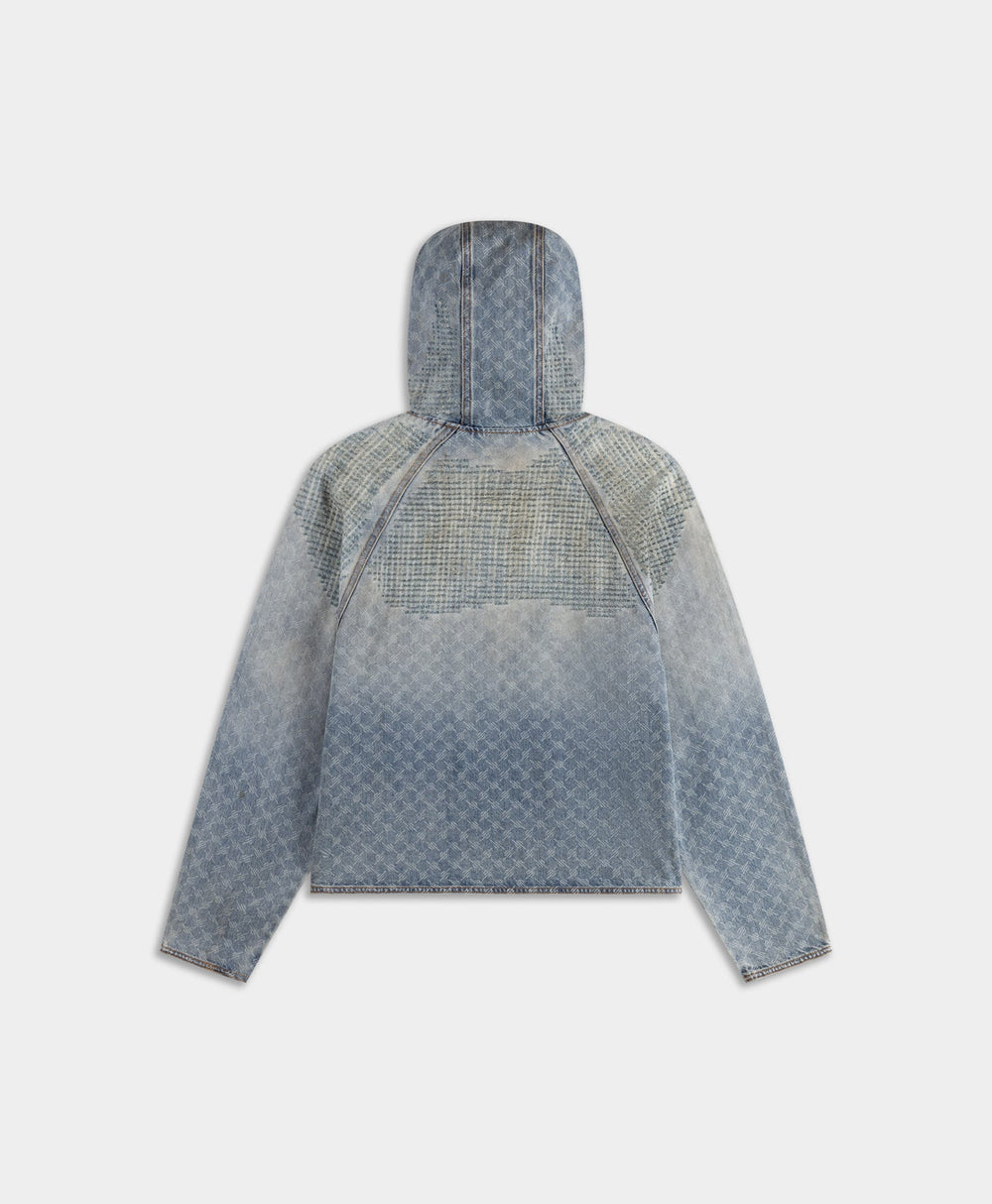 DP - Blue Destroyed Denim Hoodie - Packshot - rear
