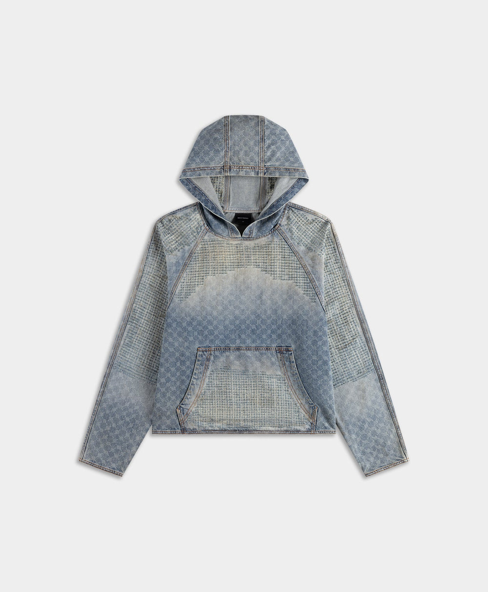 DP - Blue Destroyed Denim Hoodie - Packshot - front