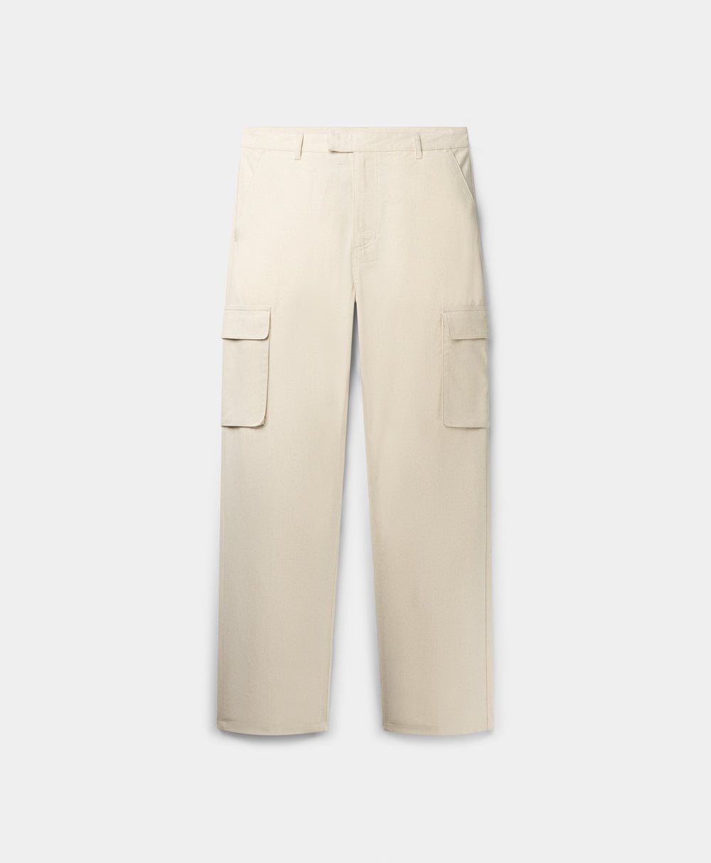 DP - Beige Linen Cargo Pants - Packshot - front
