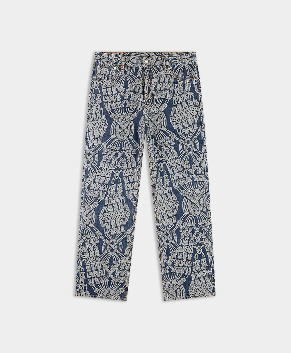 DP - Dark Blue Macrame Amba Jeans - Packshot - Front