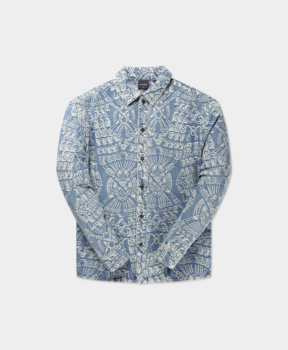 DP - Mid Blue Macrame Rahul Shirt - Packshot - Front