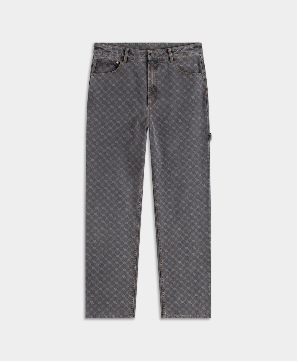 DP - Grey Monogram Workwear Amba Jeans - Packshot - front