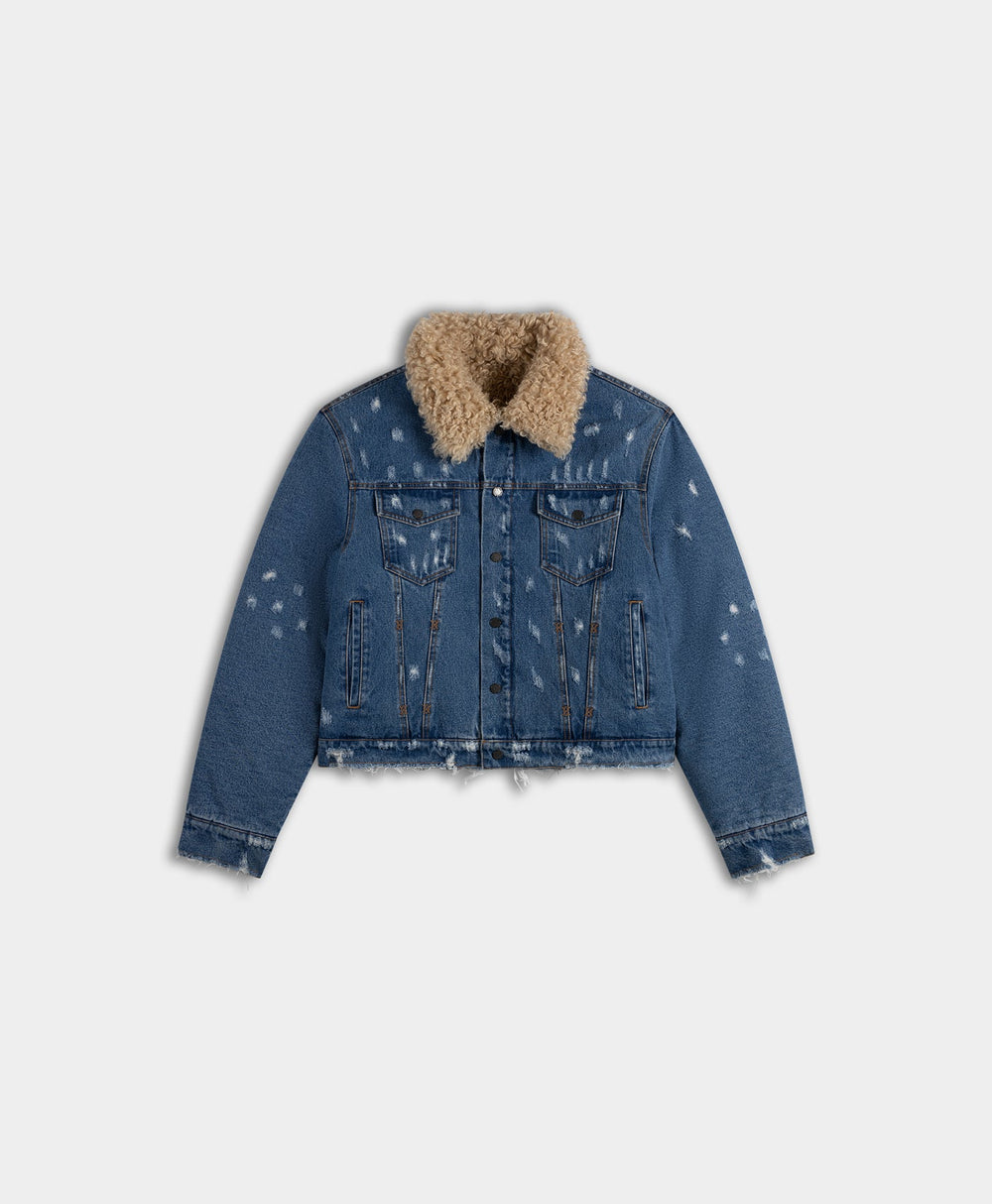 DP - Irish Cream Beige Reversible Fur Jacket - Packshot - front