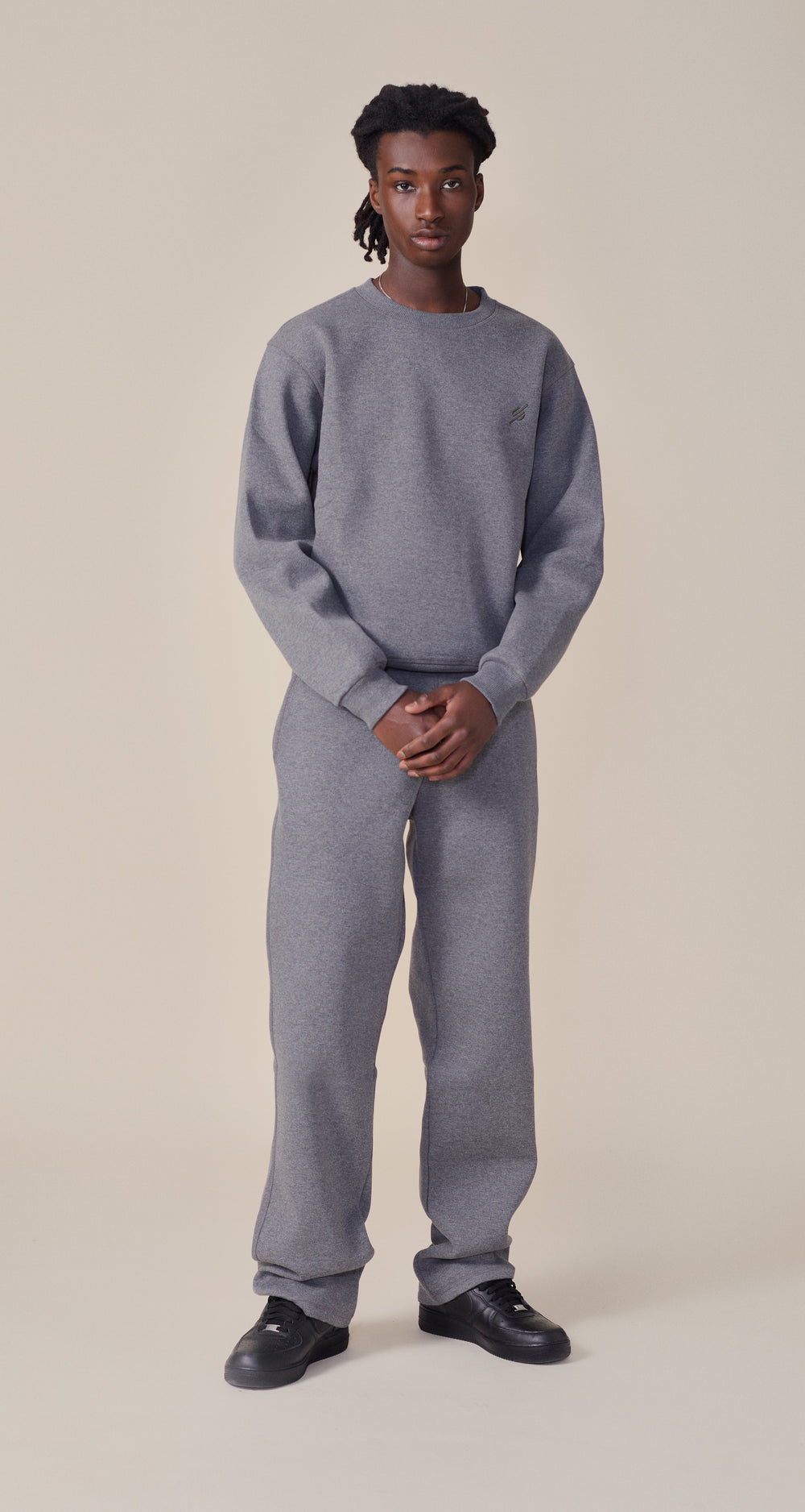 DP - Grey Marl Mono Rib Sweater - men - front