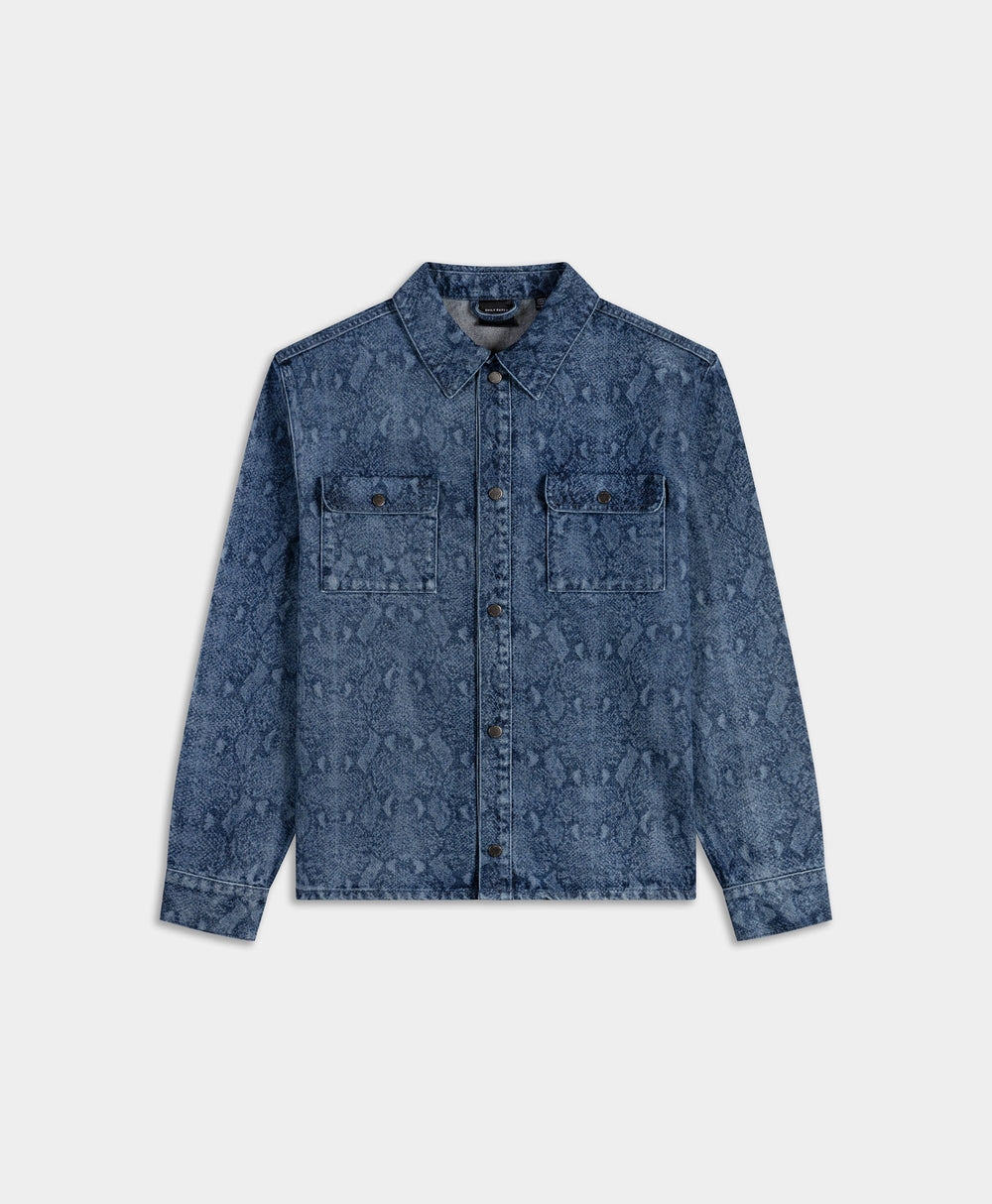 DP - Blue Snake Laser Rahul Denim Shirt -Packshot - Front