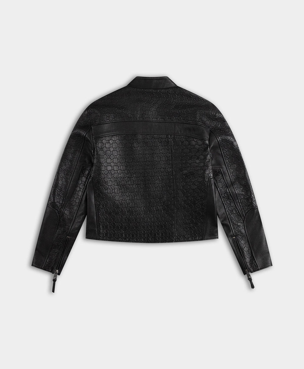 DP - Black Structured Leather Jacket - Packshot - rear