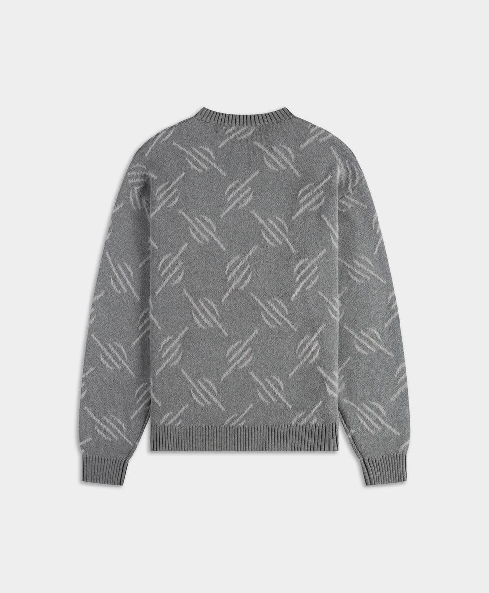 DP - Grey Tevin Monogram Knit Sweater - Packshot - rear