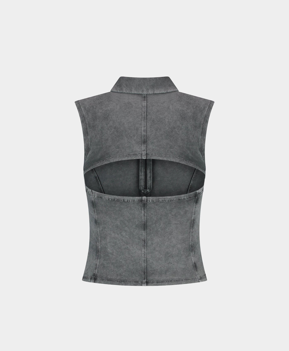 DP - Formal Grey Washed Jersey Polo - Packshot - Rear