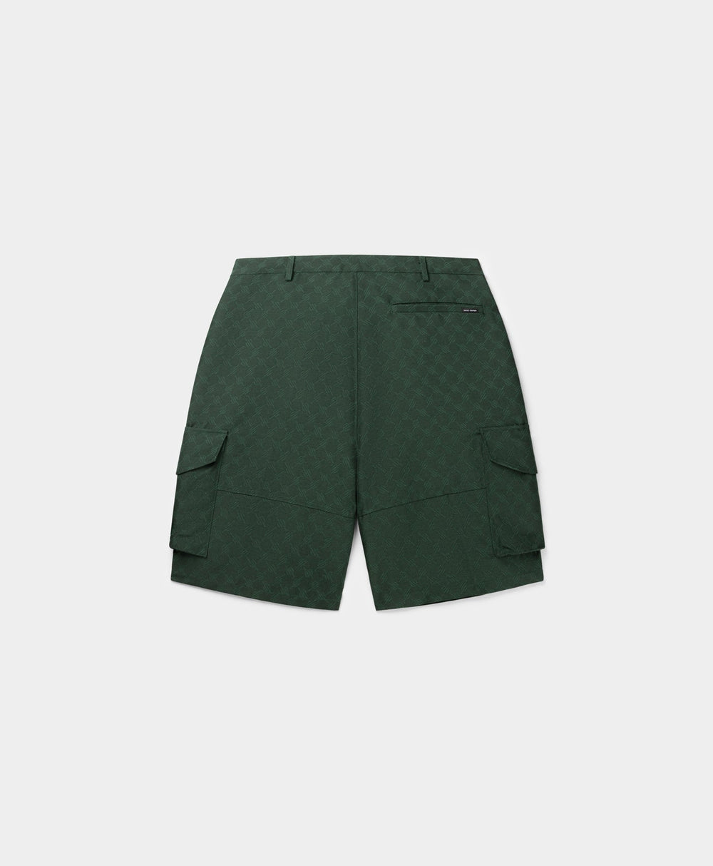 DP - Pine Green Benji Monogram Cargo Shorts - Packshot - Rear