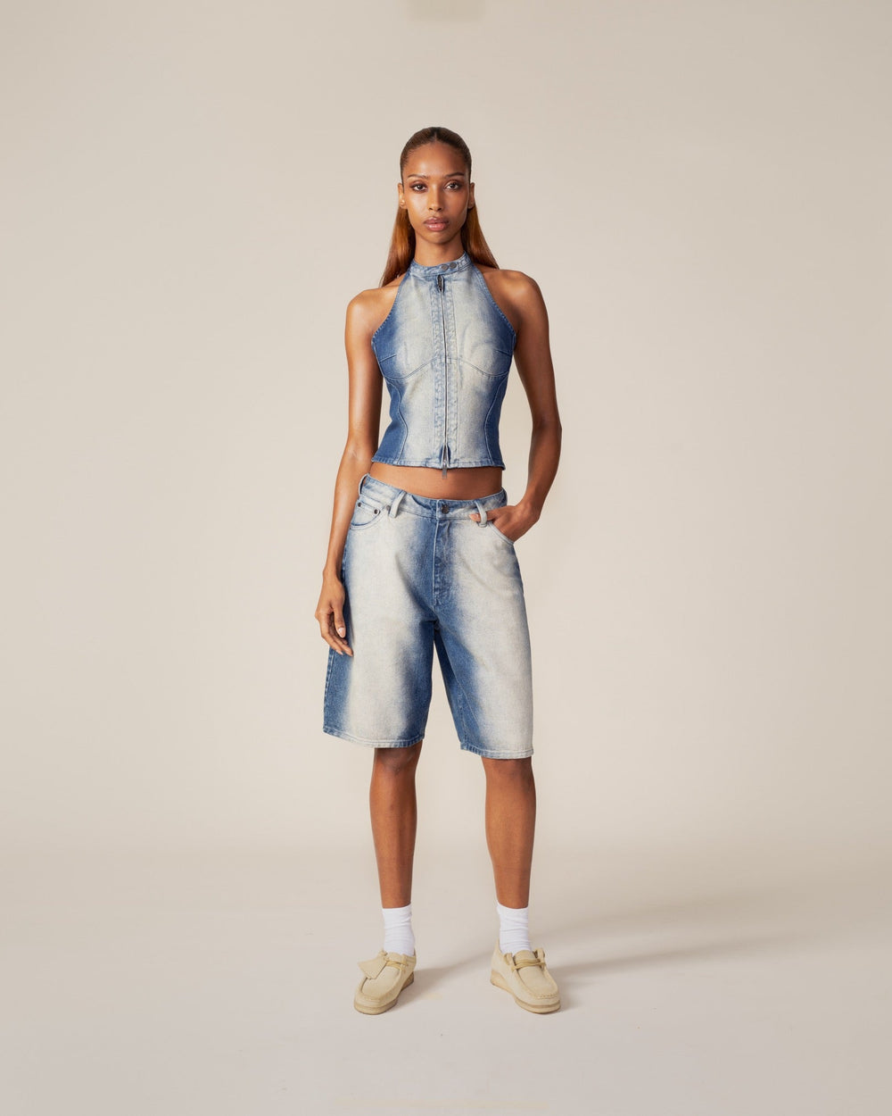 DP - Bleached Denim Blue Top - Packshot - Front