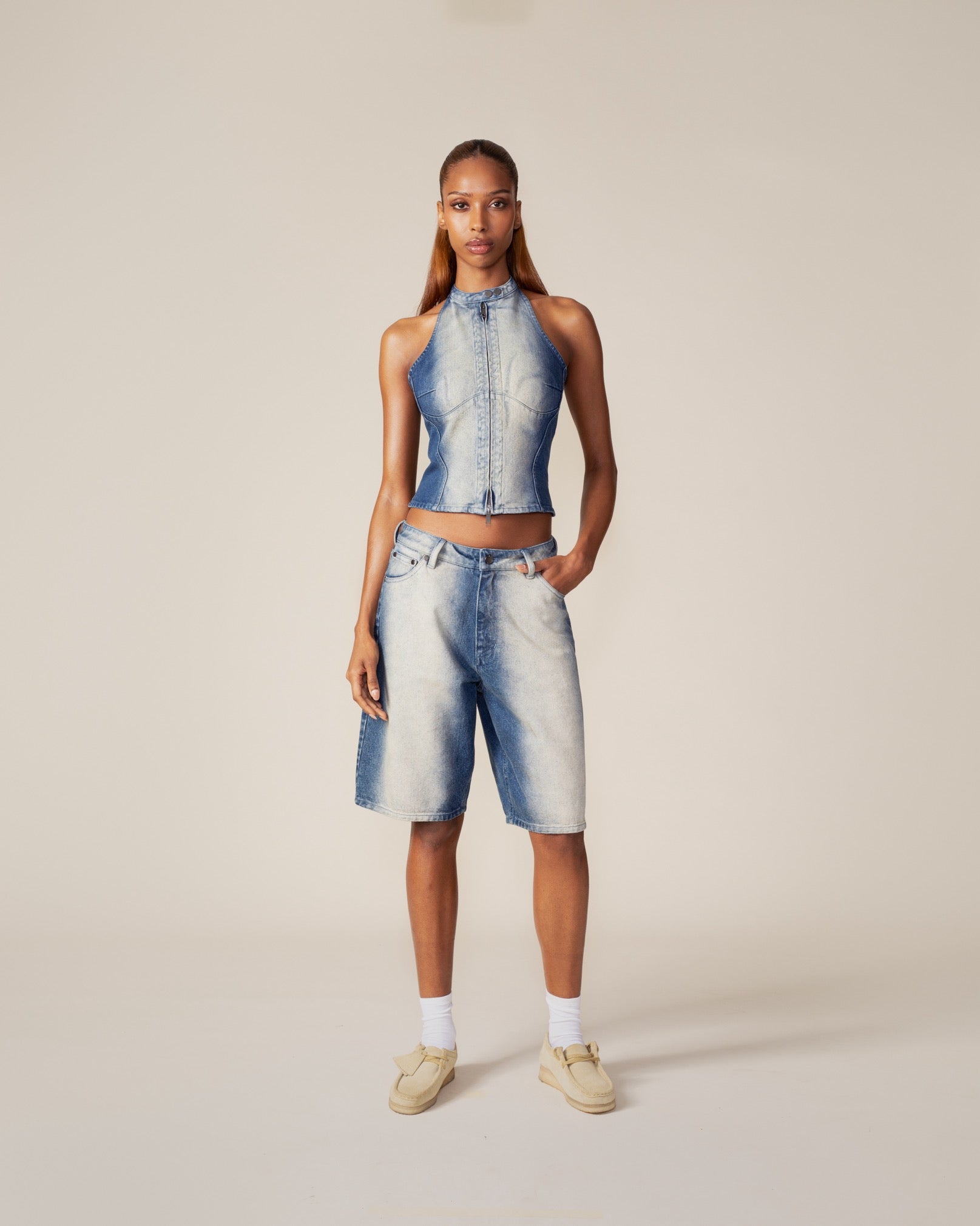 DP - Bleached Denim Blue Top - Packshot - Front
