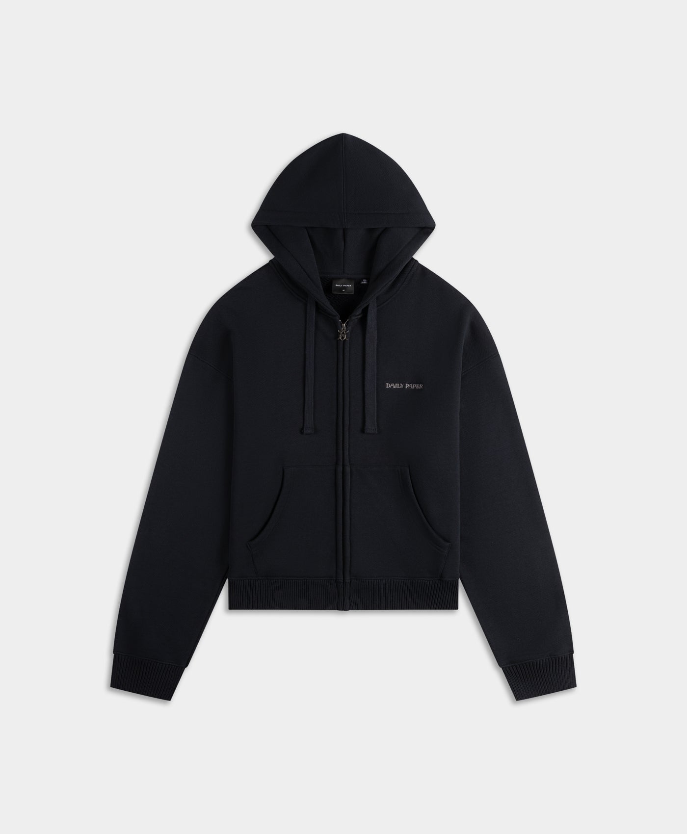 DP - Black Boxy Zip Up Hoodie - Packshot - front 