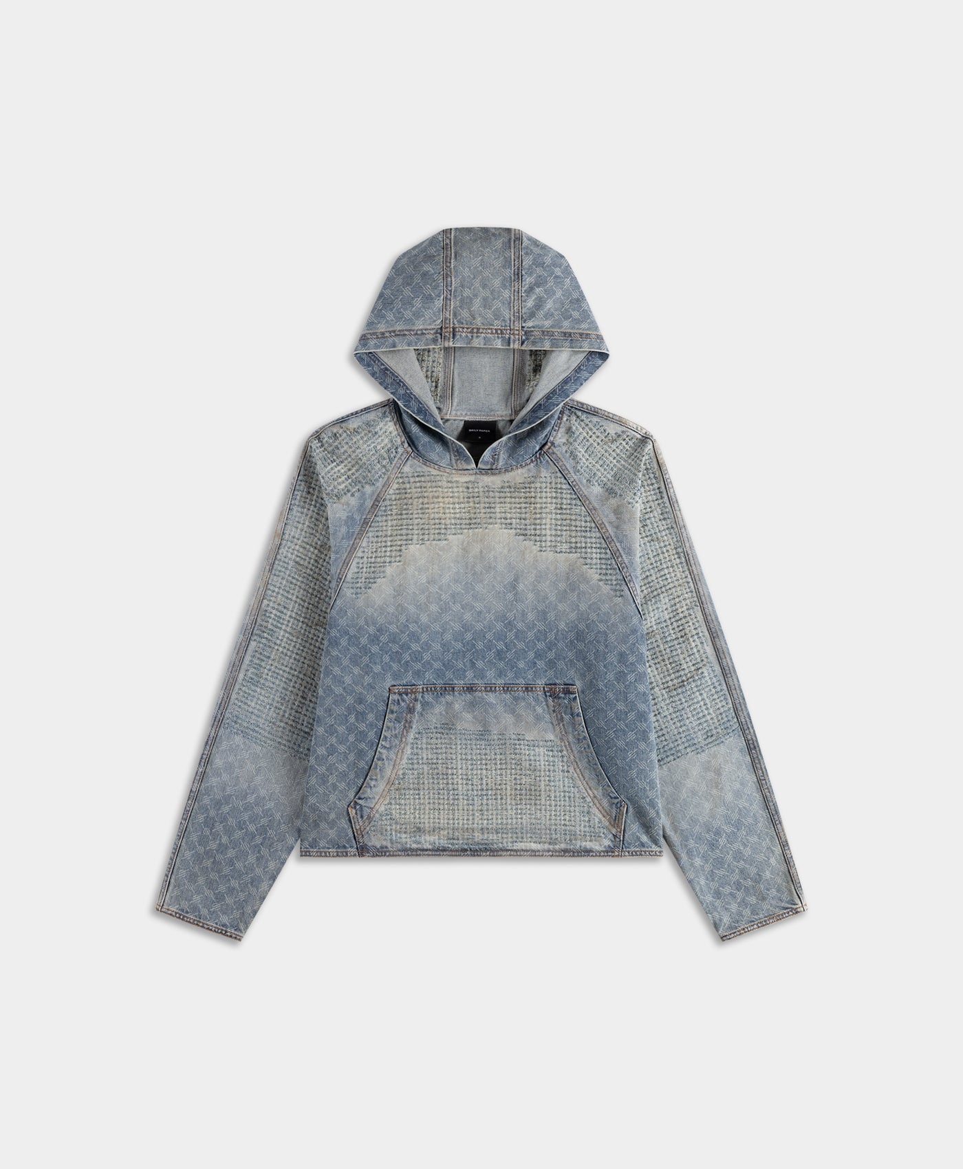 DP - Blue Destroyed Denim Hoodie - Packshot - front 