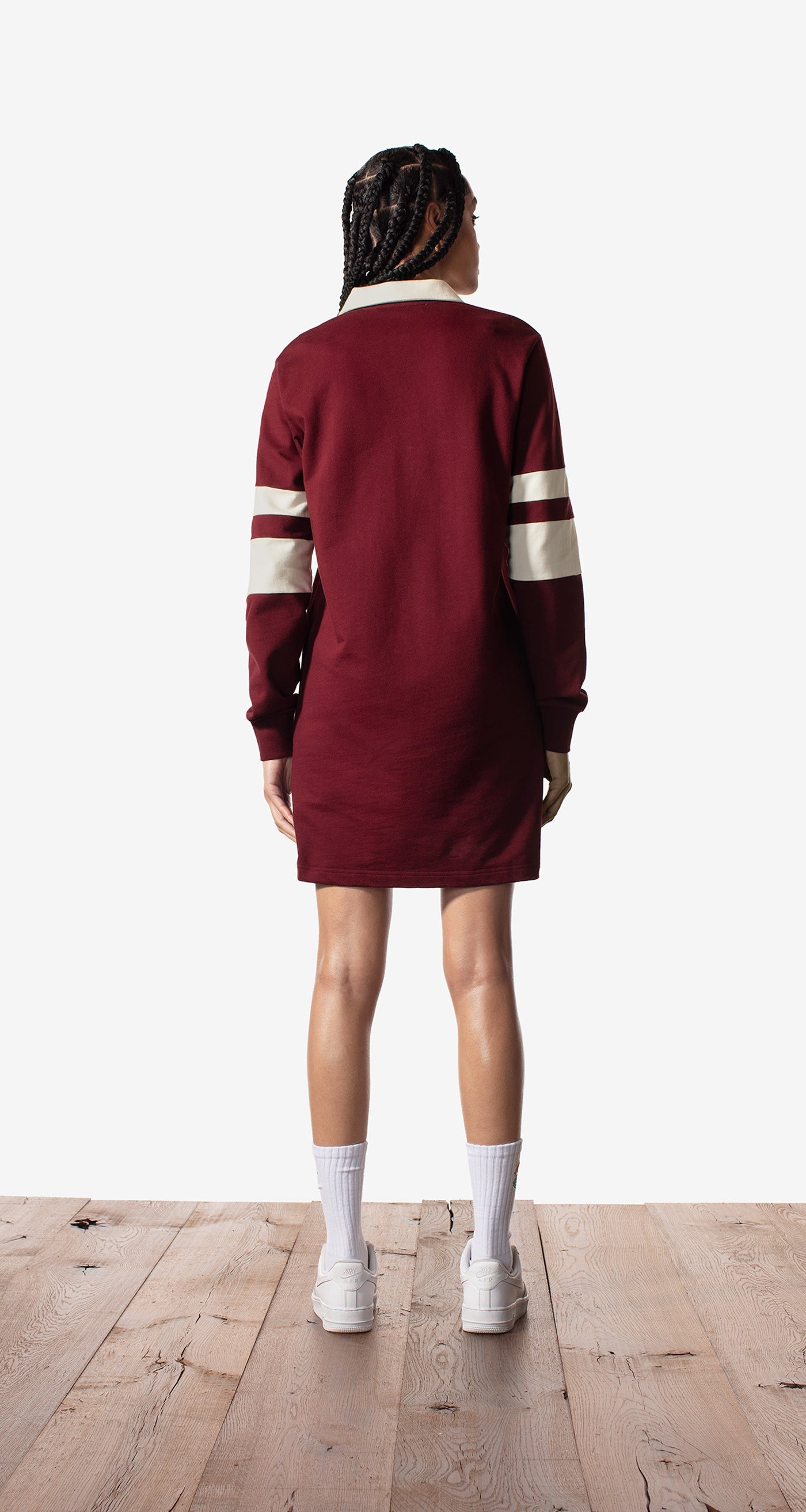 Daily Paper - Daily Paper x Dreamville Bordeaux Cream Polo Dress - Wmn - Rear