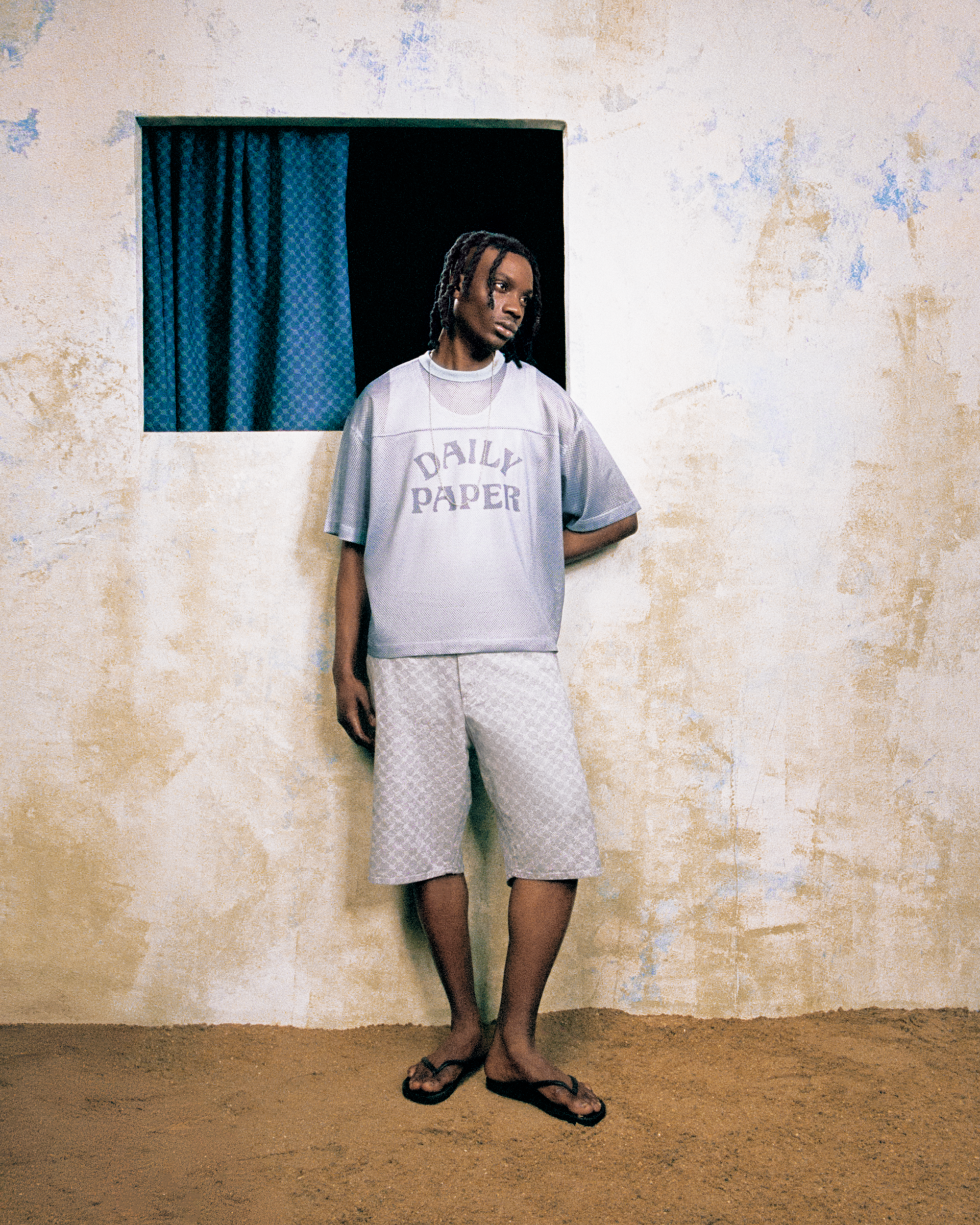 Dawn Blue Boxy Mesh T-Shirt