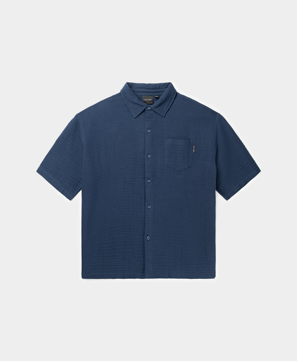DP - Pageant Blue Enzi Seersucker Shirt - Packshot - Front 