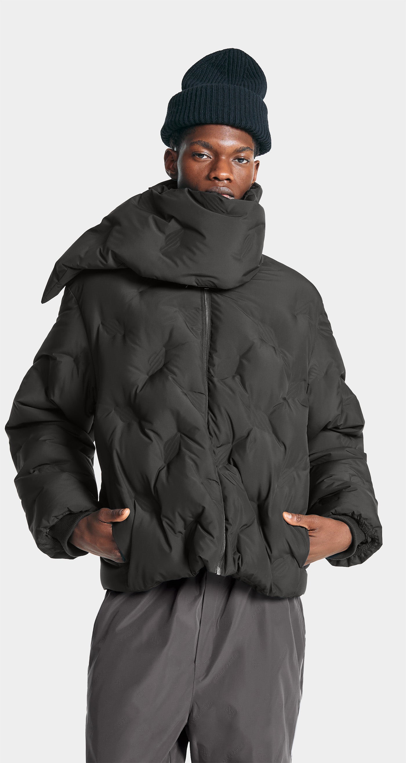 DP - Jet Black Ayan Monogram Puffer Jacket - Modelshot - men - detail