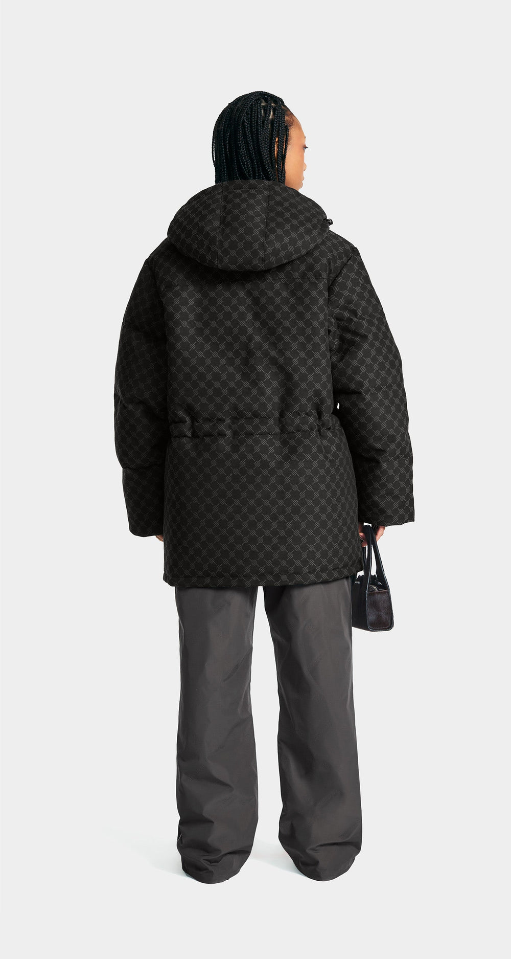 DP - Black Oba Cotton Monogram Puffer - Modelshot - wmn - rear