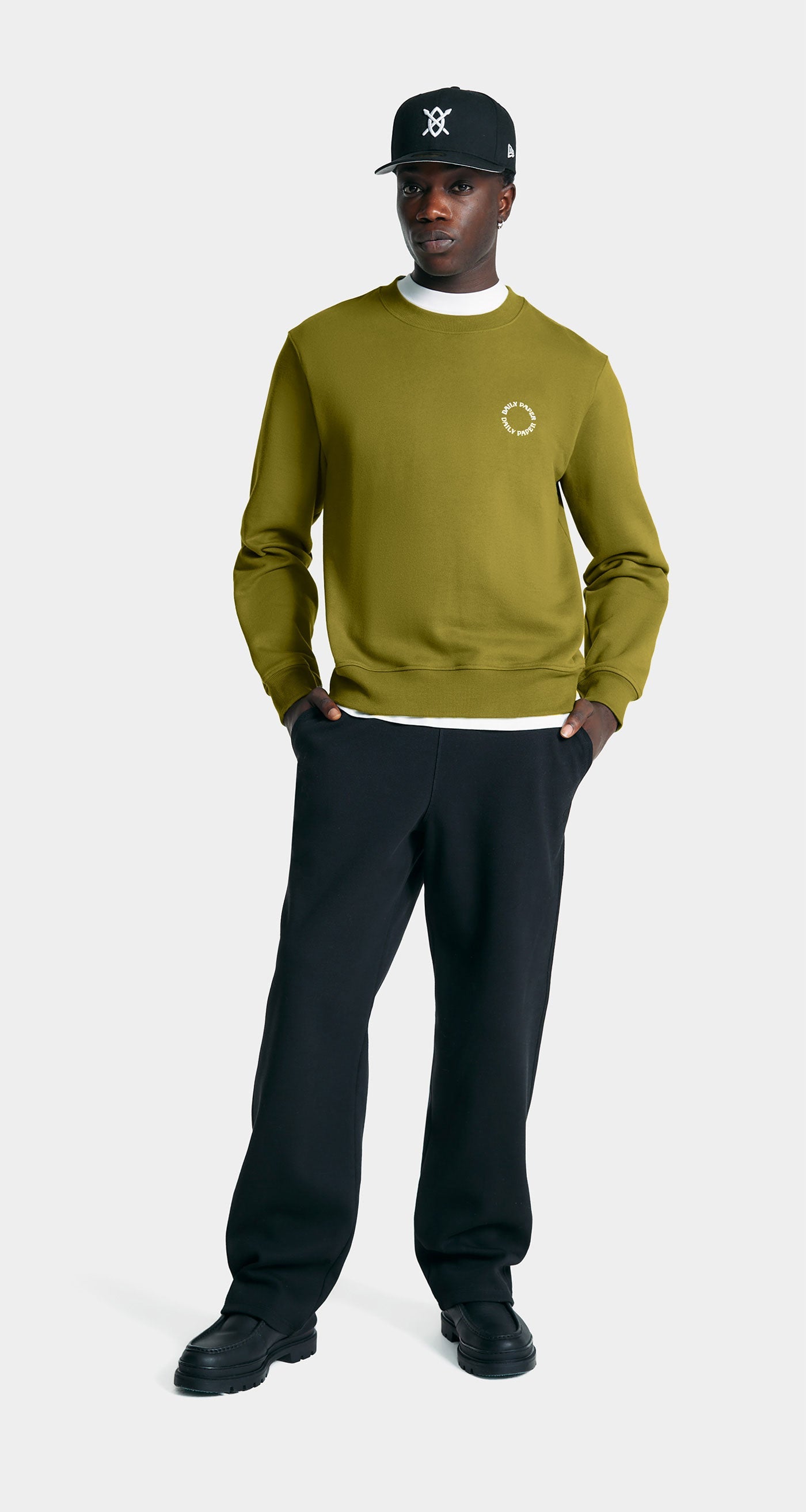 DP - Cardamom Green Orbit Sweater - Modelshot - men - front