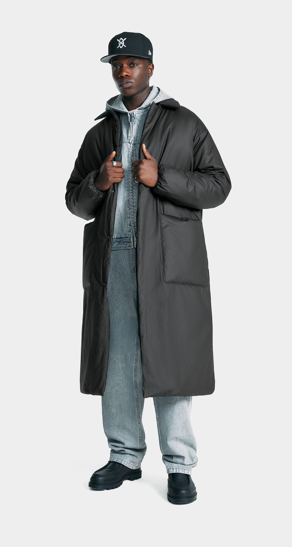 DP - Jet Black Rano Puffer Coat - Modelshot - men - front