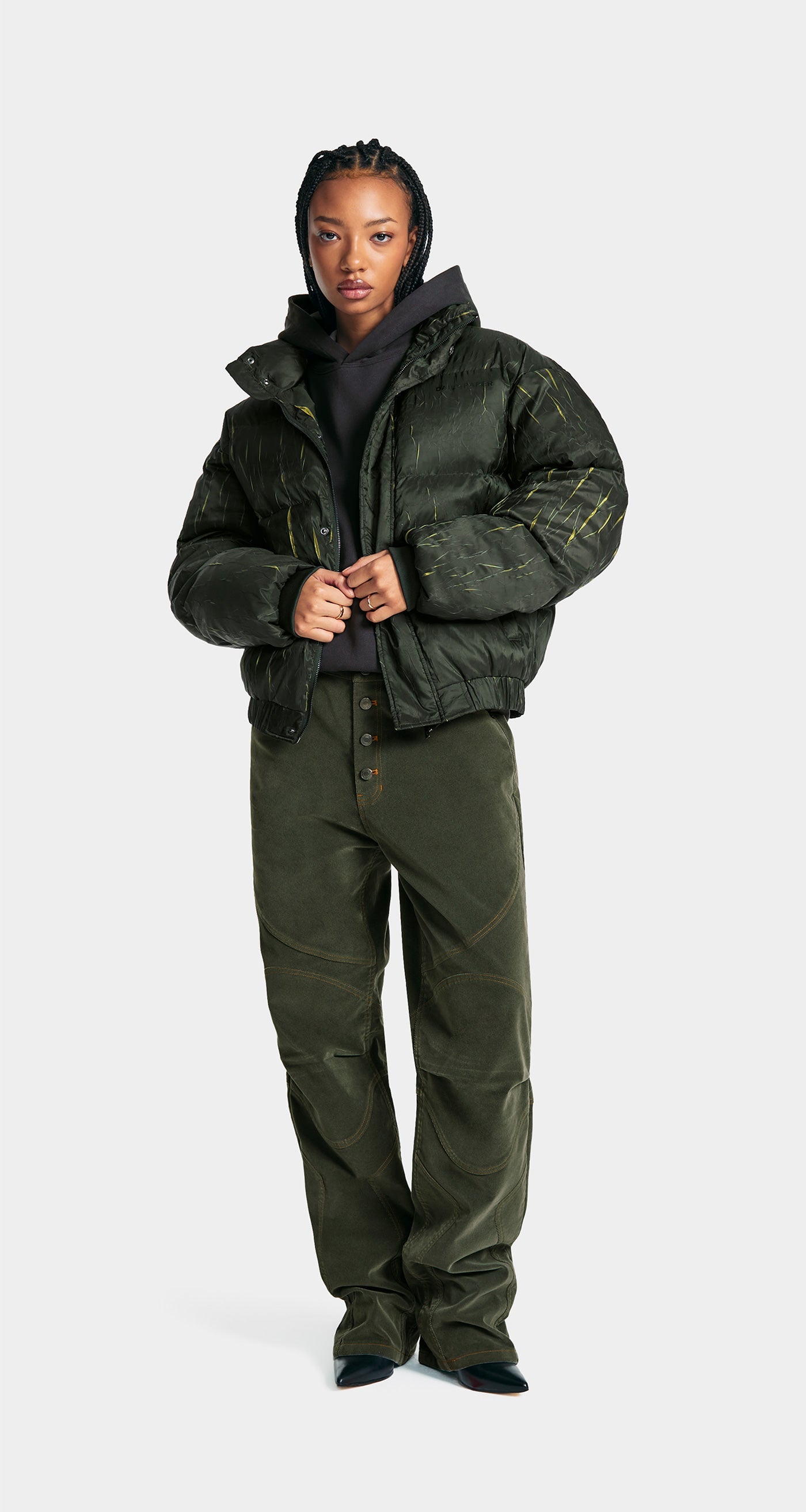 DP - Cardamom Green Renako Puffer Jacket - Modelshot - Women