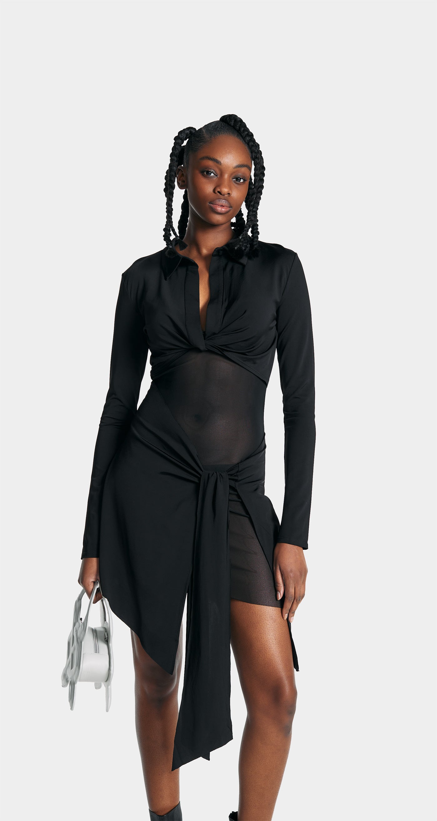 DP - Jet Black Tanae Mesh Dress - Modelshot - wmn - detail