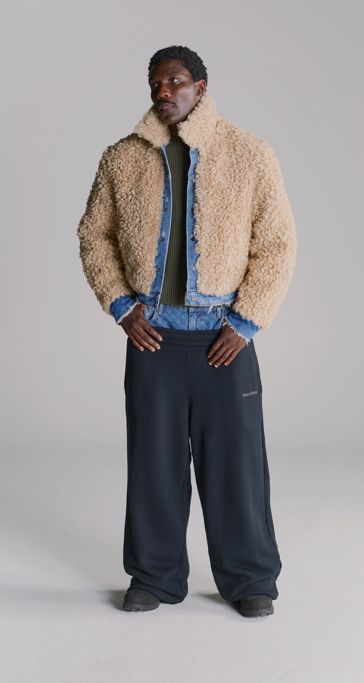 DP - Irish Cream Beige Reversible Fur Jacket - Modelshot - mens