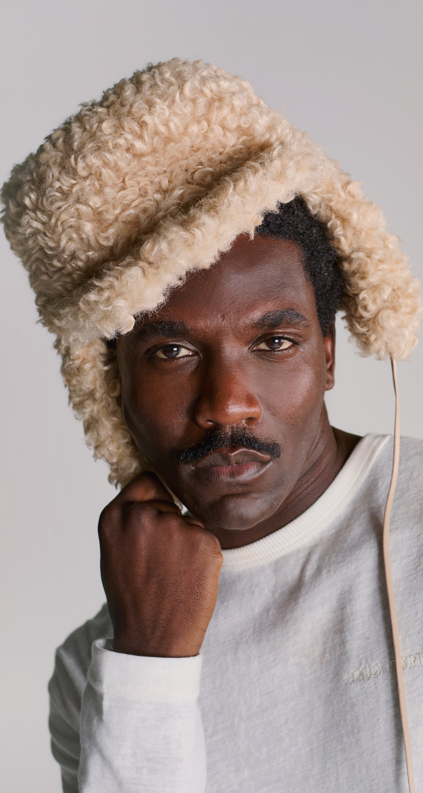 DP - Travertine Beige Faux Fur Chapka - Modelshot - mens