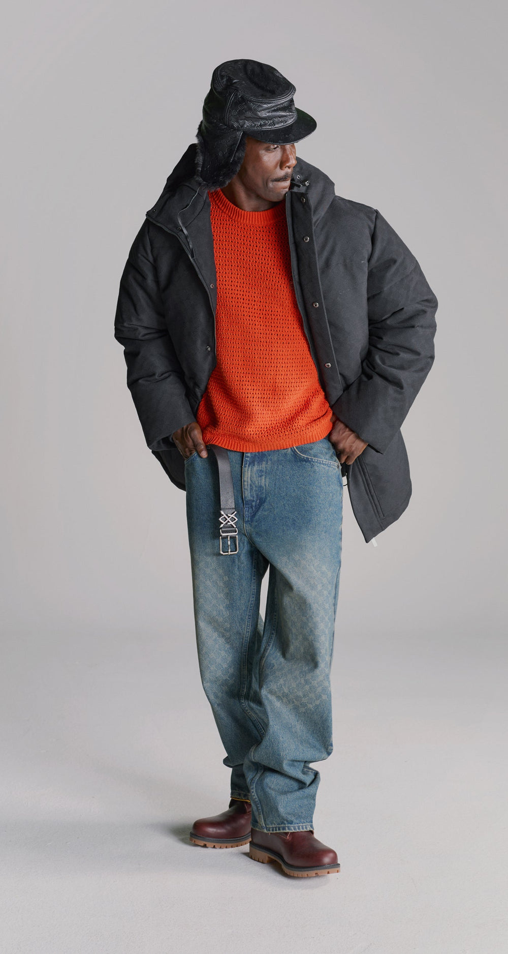 DP - Black Oba Monogram Puffer - Modelshot - men - front 