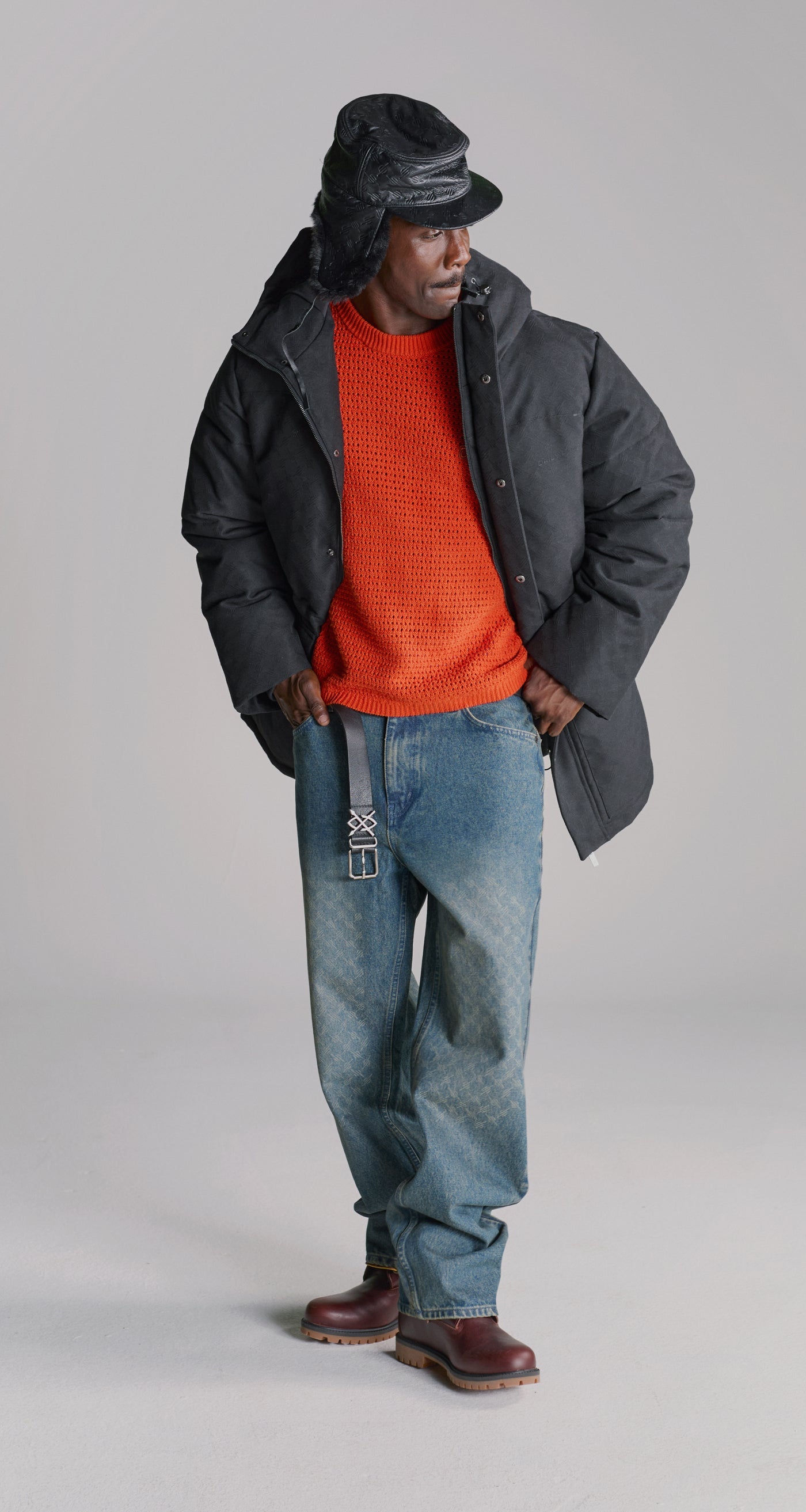 DP - Black Oba Monogram Puffer - Modelshot - men - front 