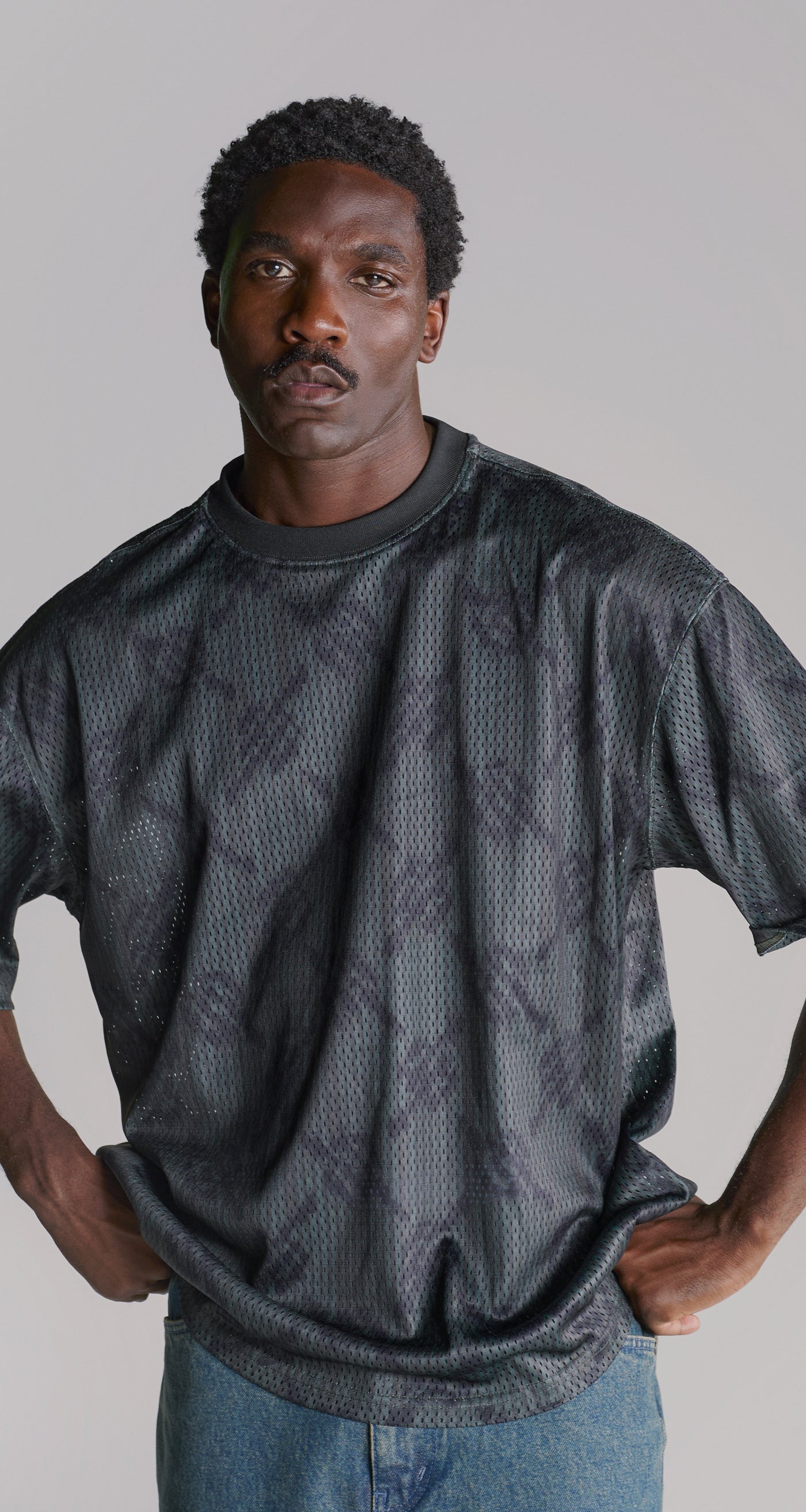 DP - Rosin Green Matchstick Mesh T-Shirt - Modelshot - men - front 