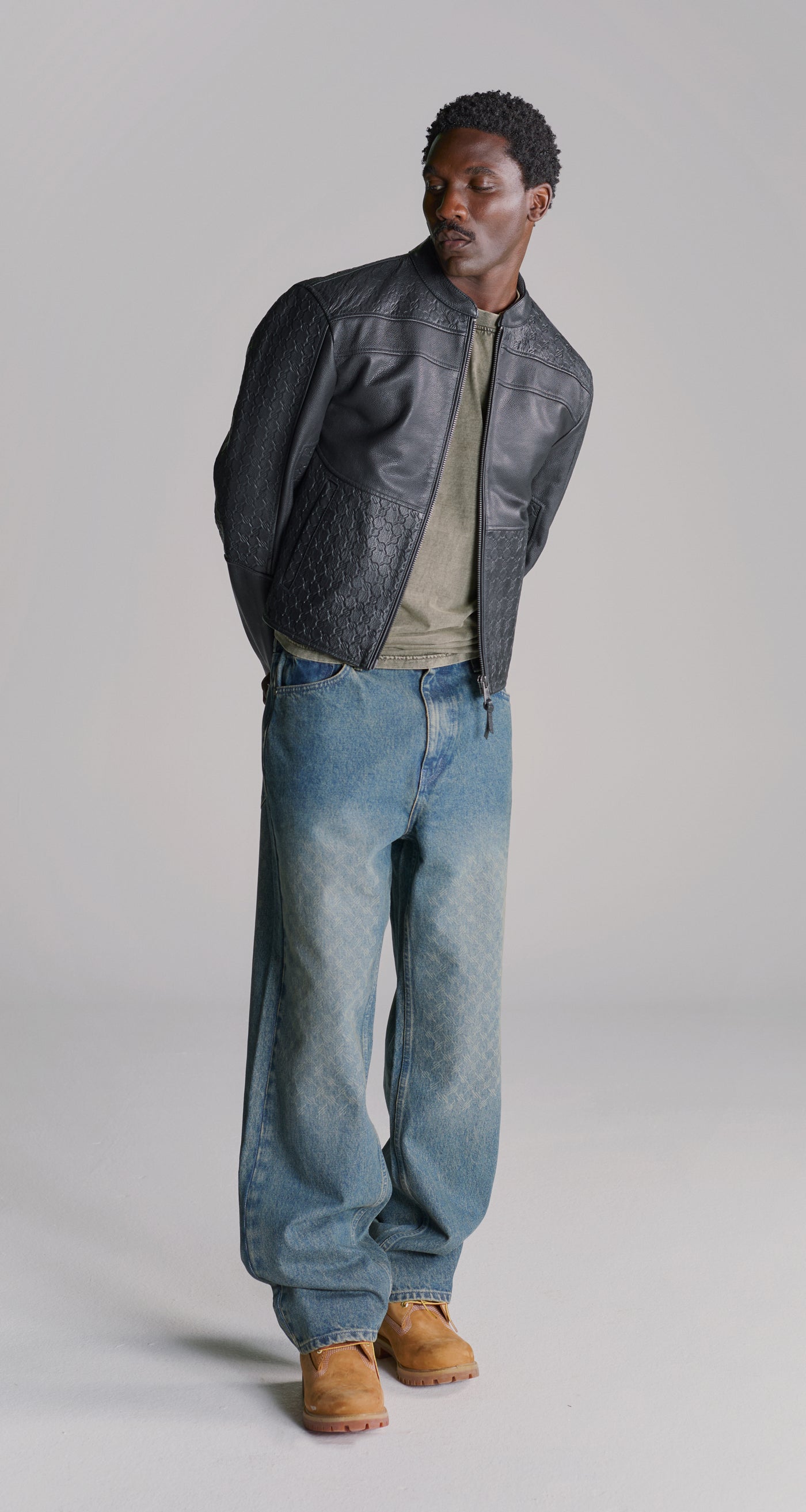 DP - Black Structured Leather Jacket - Modelshot - mens