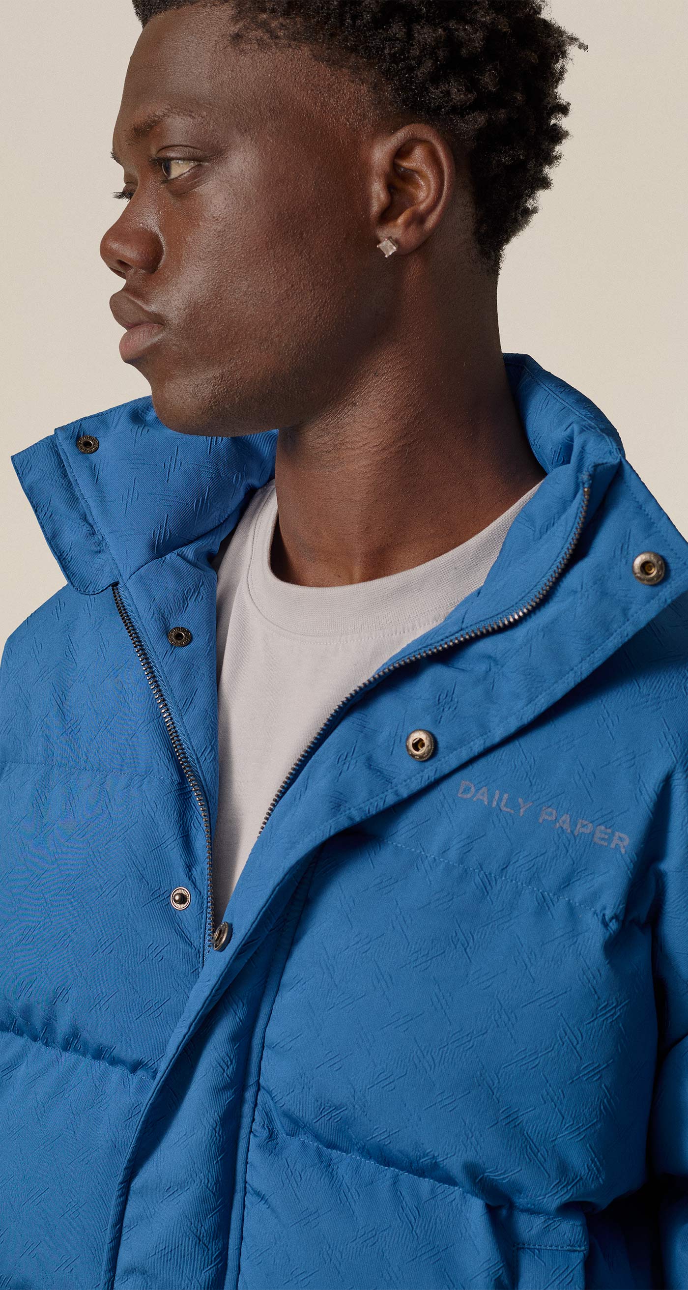 DP - Riviera Blue Renako Monogram Puffer Jacket - Modelshot - rear