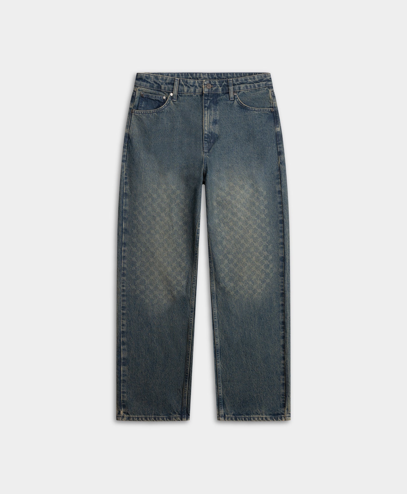 DP - Bleached Denim Blue Faded Monogram Amba Jeans V2 - Packshot - front