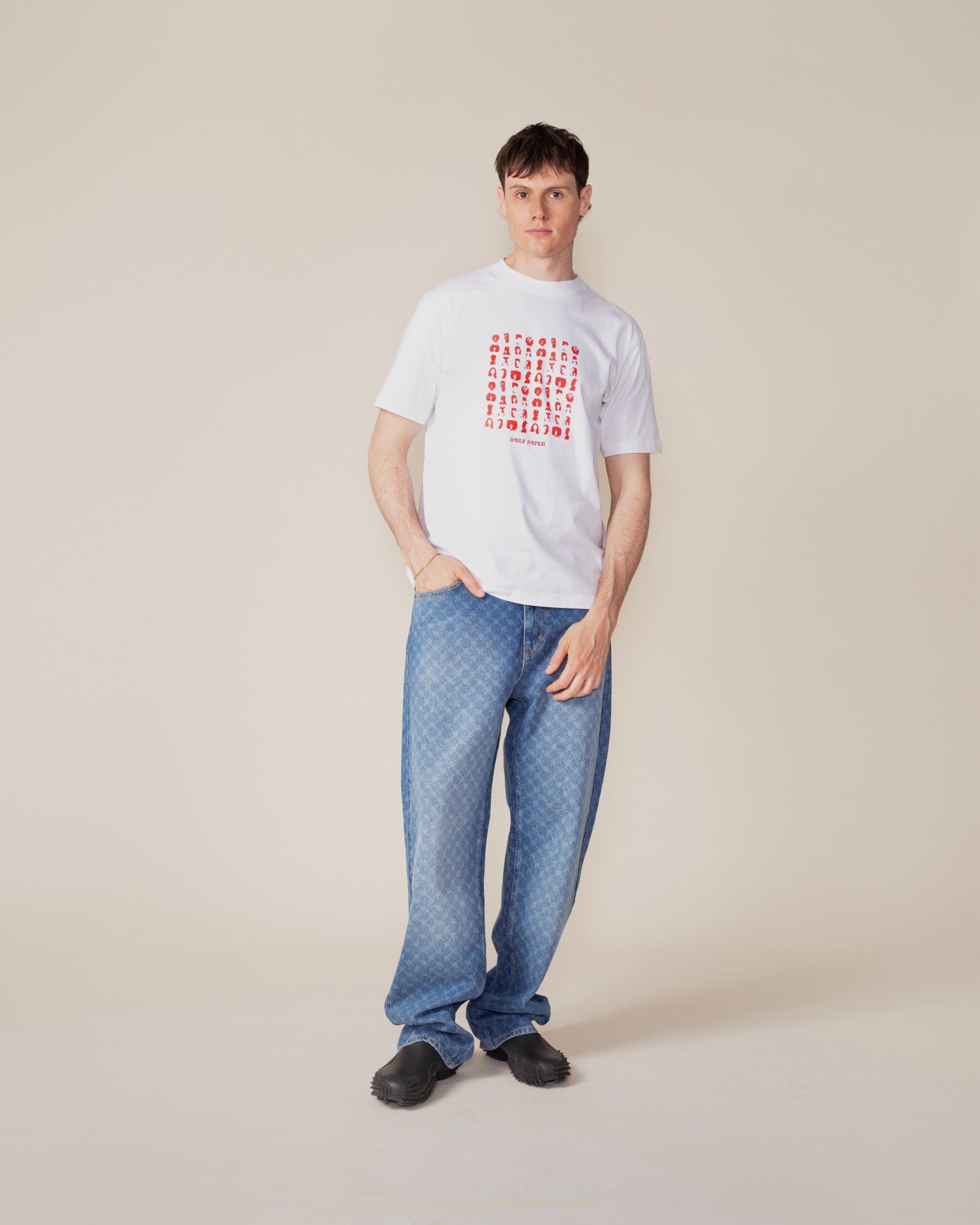 DP - White Hair Grid T-Shirt - Modelshot - mens