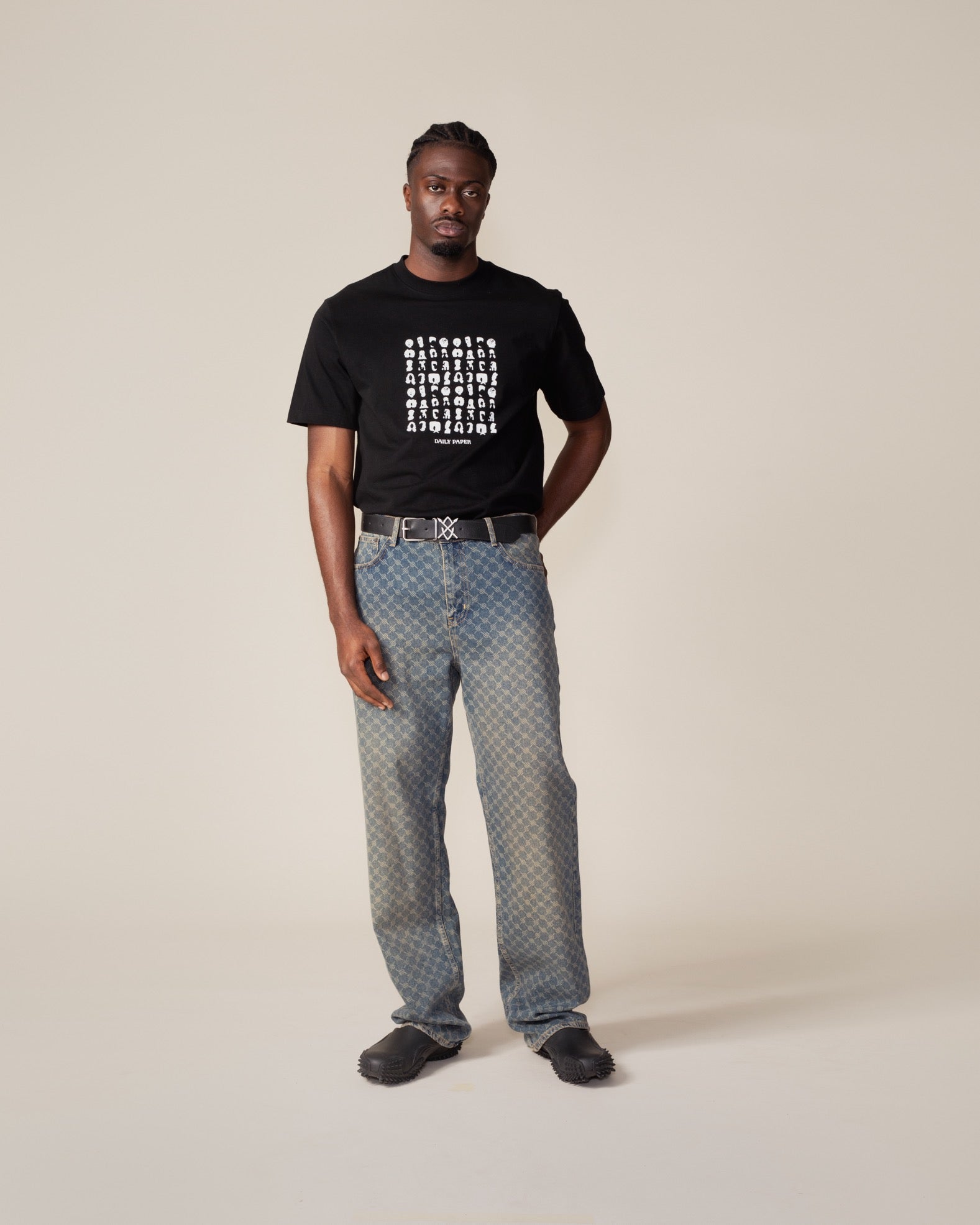 DP - Black Hair Grid T-Shirt - modelshot - mens