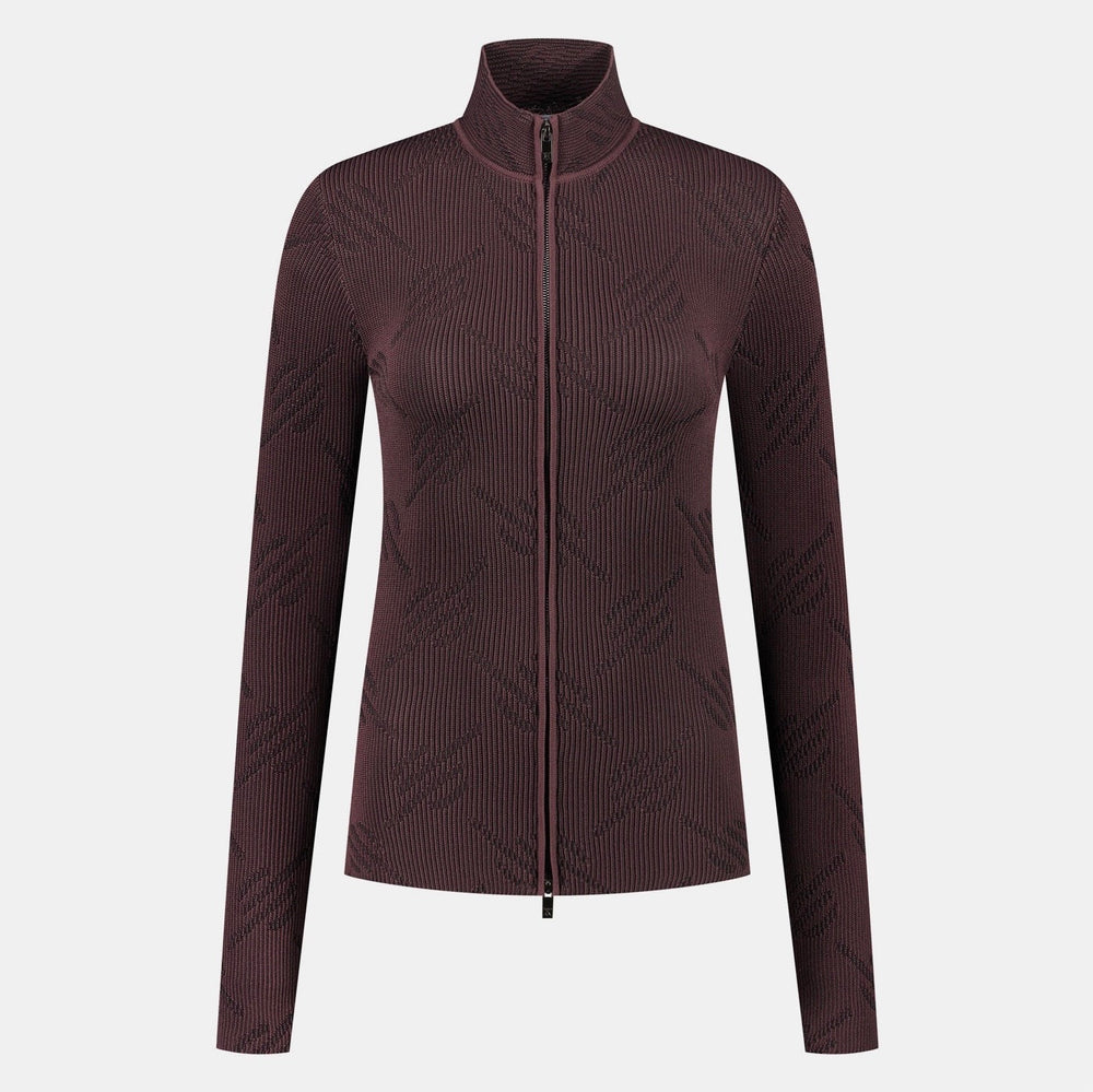 DP - Roast Brown Knitted Monogram Cardigan - Packshot - Front