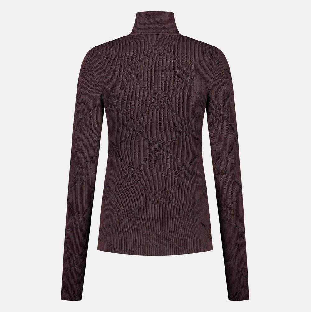 DP - Roast Brown Knitted Monogram Cardigan - Packshot - Rear