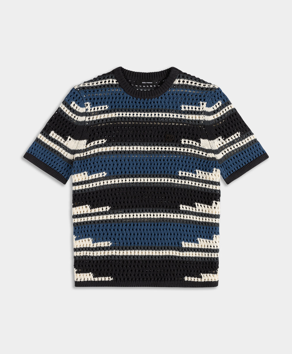 DP - Woodland Grey Kente Stripe Knit Shirt - Packshot - front