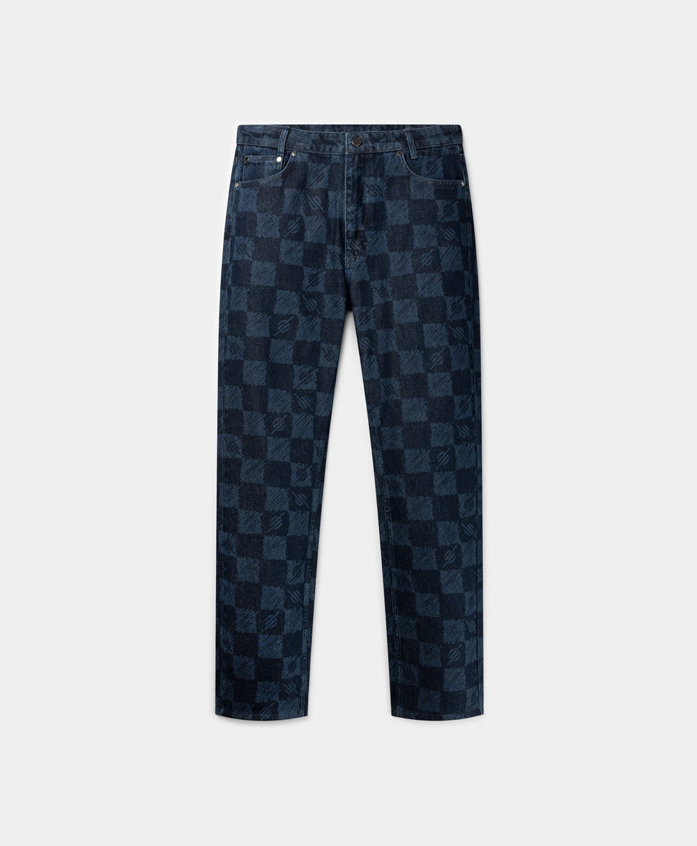 DP - Blue Kibo Check Jacquard Jeans - Packshot - front 