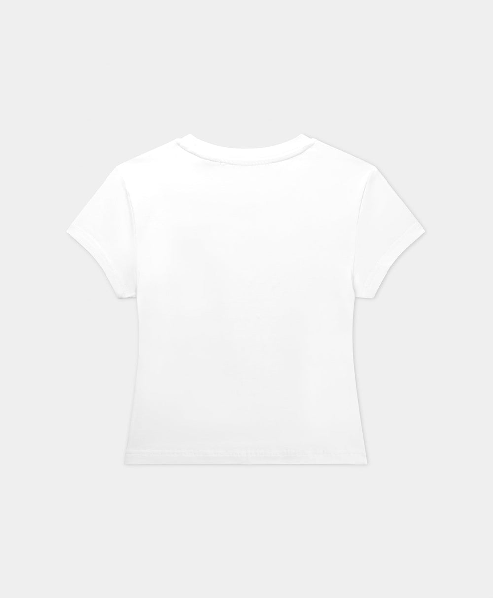 "DP - White Logotype Cropped T-Shirt  - Packshot - Rear"