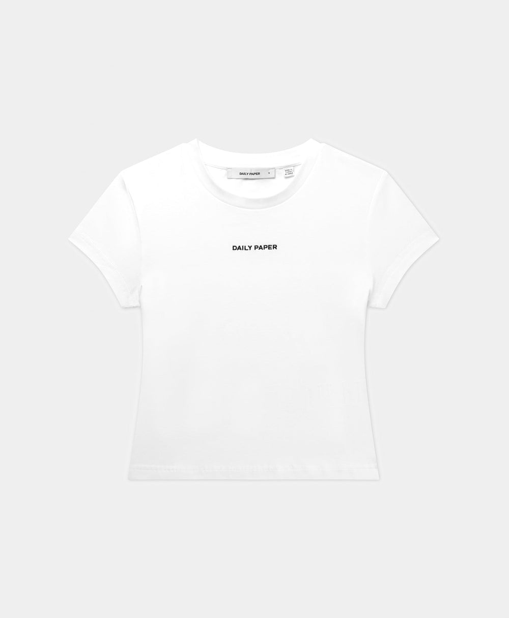 "DP - White Logotype Cropped T-Shirt  - Packshot - Front"