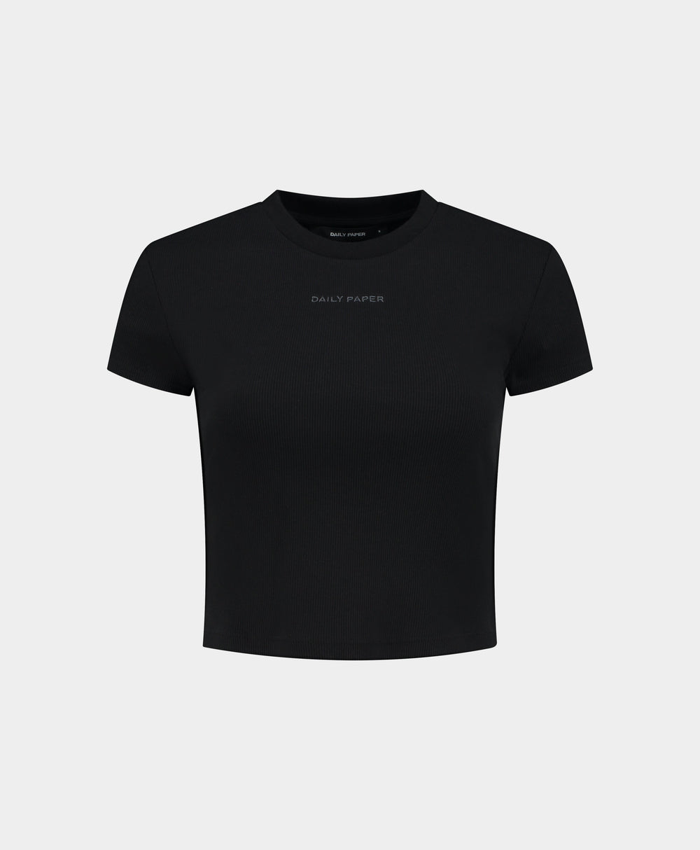 DP - Black Logotype Cropped T-Shirt - Packshot - Front