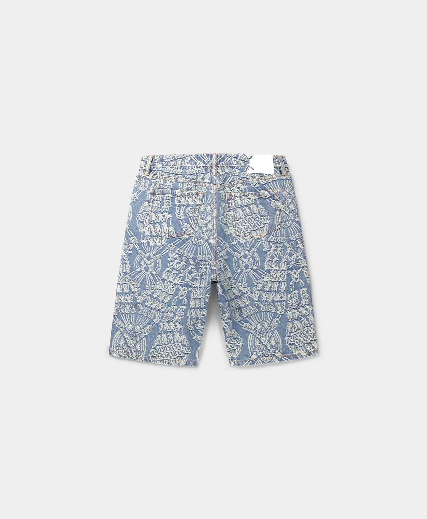 DP - Mid Blue Macrame Denim Shorts - Packshot - Rear