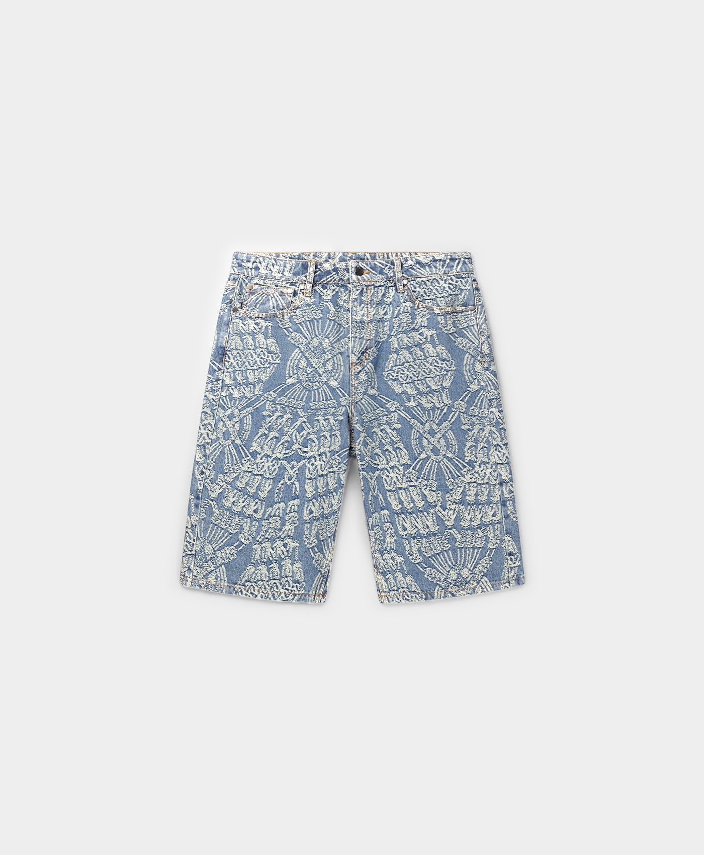 DP - Mid Blue Macrame Denim Shorts - Packshot - Front