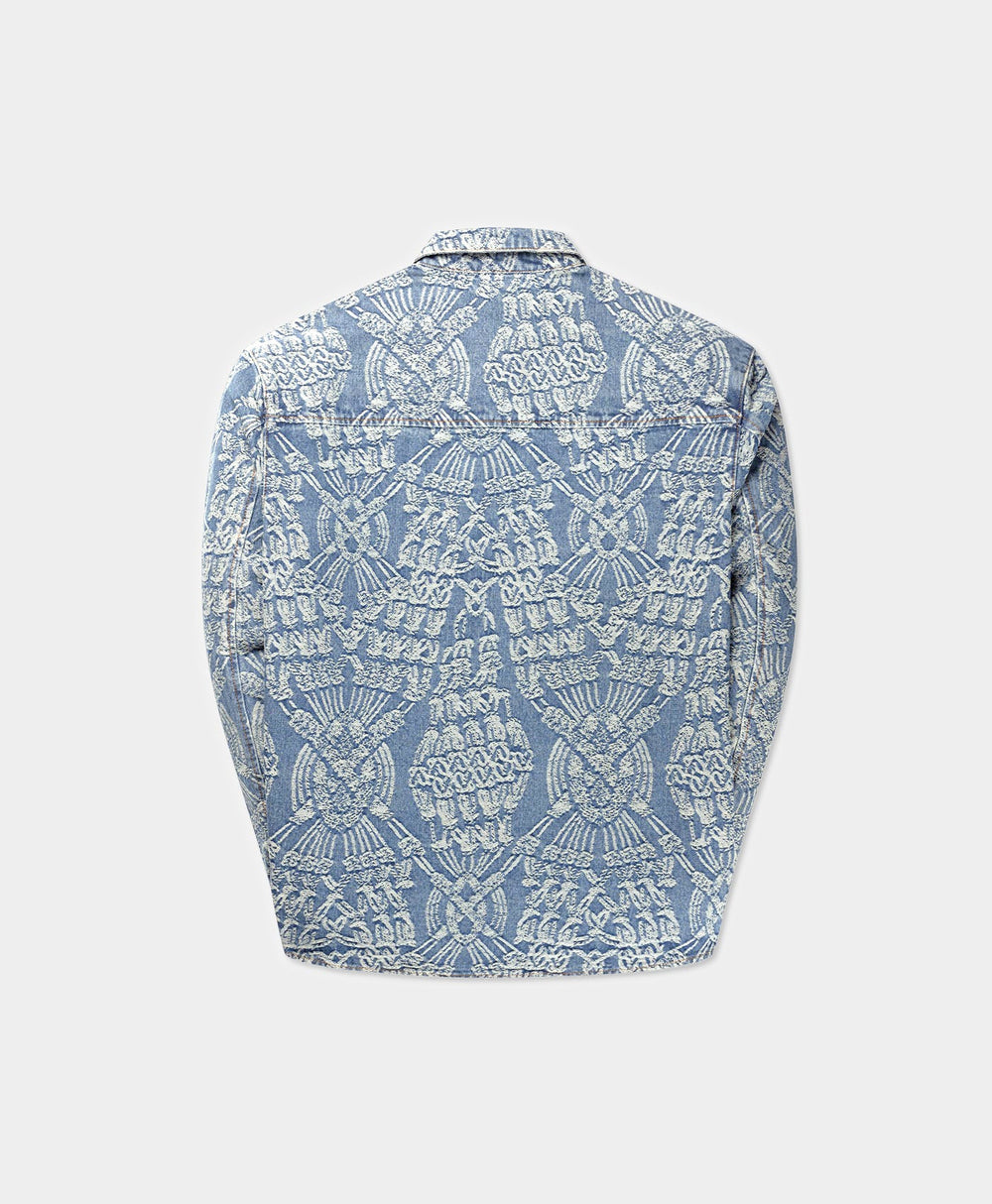 DP - Mid Blue Macrame Rahul Shirt - Packshot - rear